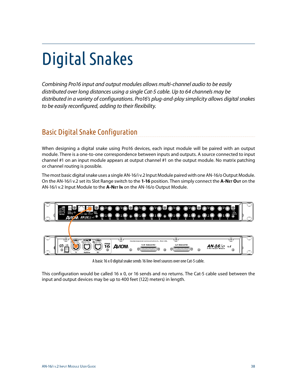 Digital snakes, Basic digital snake configuration, Digital snakes basic digital snake configuration | Aviom AN-16/i v.2 User Manual | Page 46 / 63