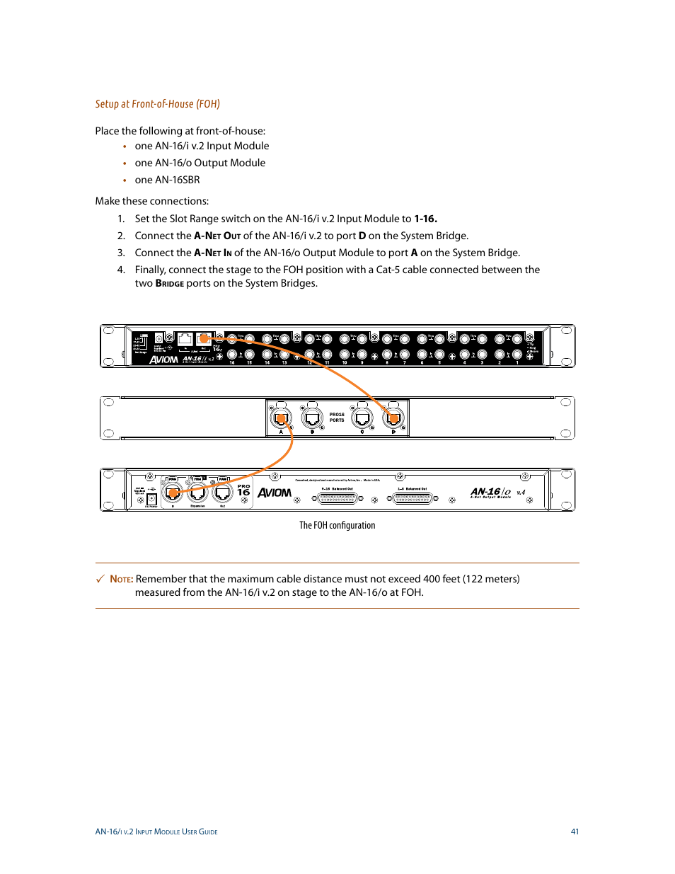 Setup at front-of-house (foh) | Aviom AN-16/i v.2 User Manual | Page 49 / 63
