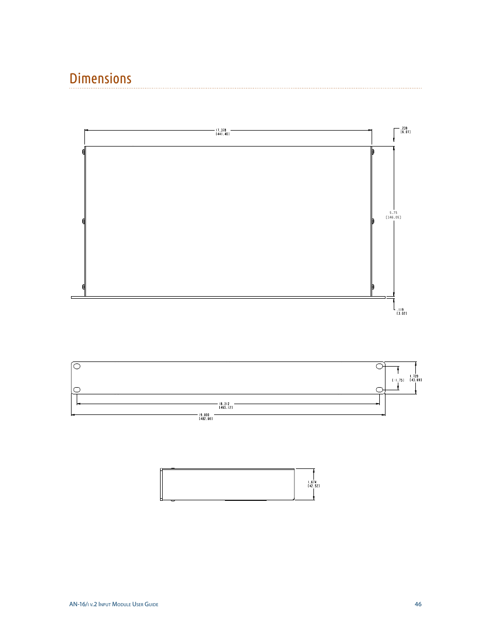 Dimensions | Aviom AN-16/i v.2 User Manual | Page 54 / 63