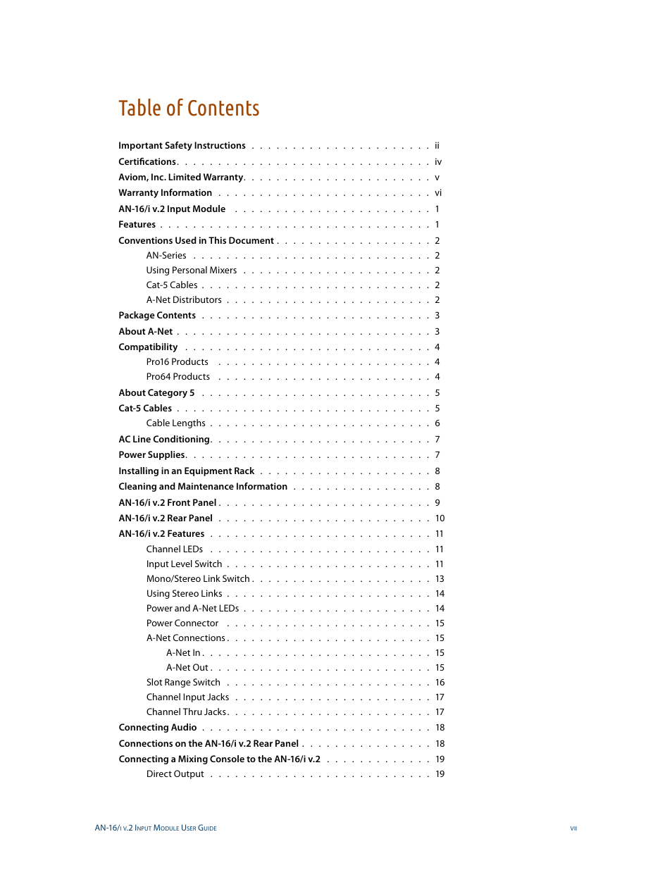 Aviom AN-16/i v.2 User Manual | Page 7 / 63