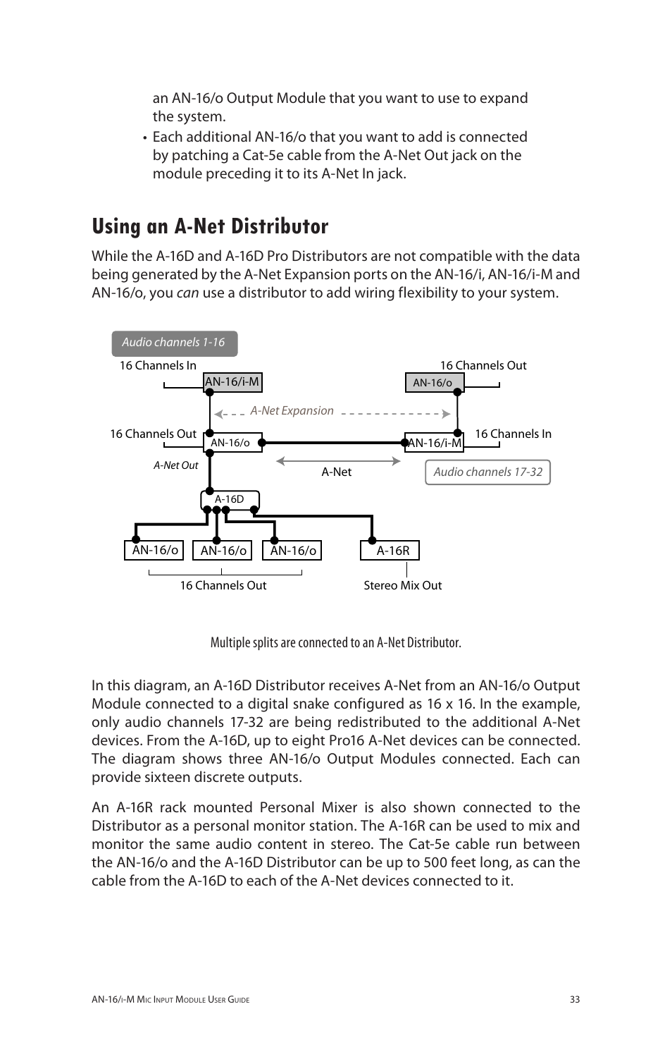 Using an a-net distributor, Using an a‑net distributor | Aviom AN-16/i-M User Manual | Page 41 / 58