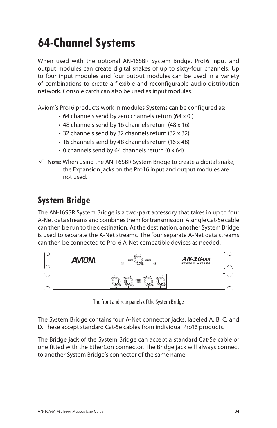 Channel systems, System bridge, An-16 | Aviom AN-16/i-M User Manual | Page 42 / 58