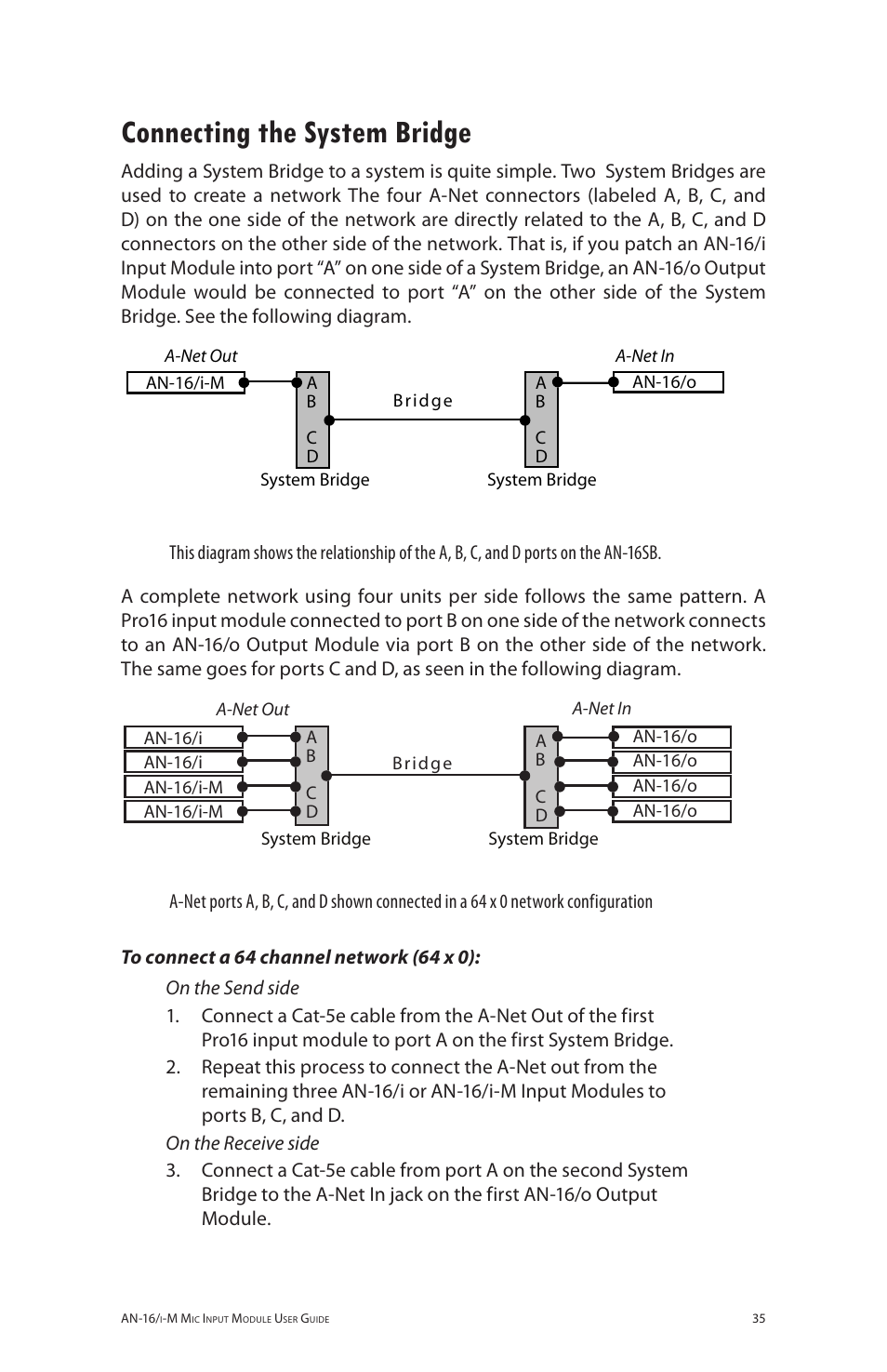 Connecting the system bridge | Aviom AN-16/i-M User Manual | Page 43 / 58