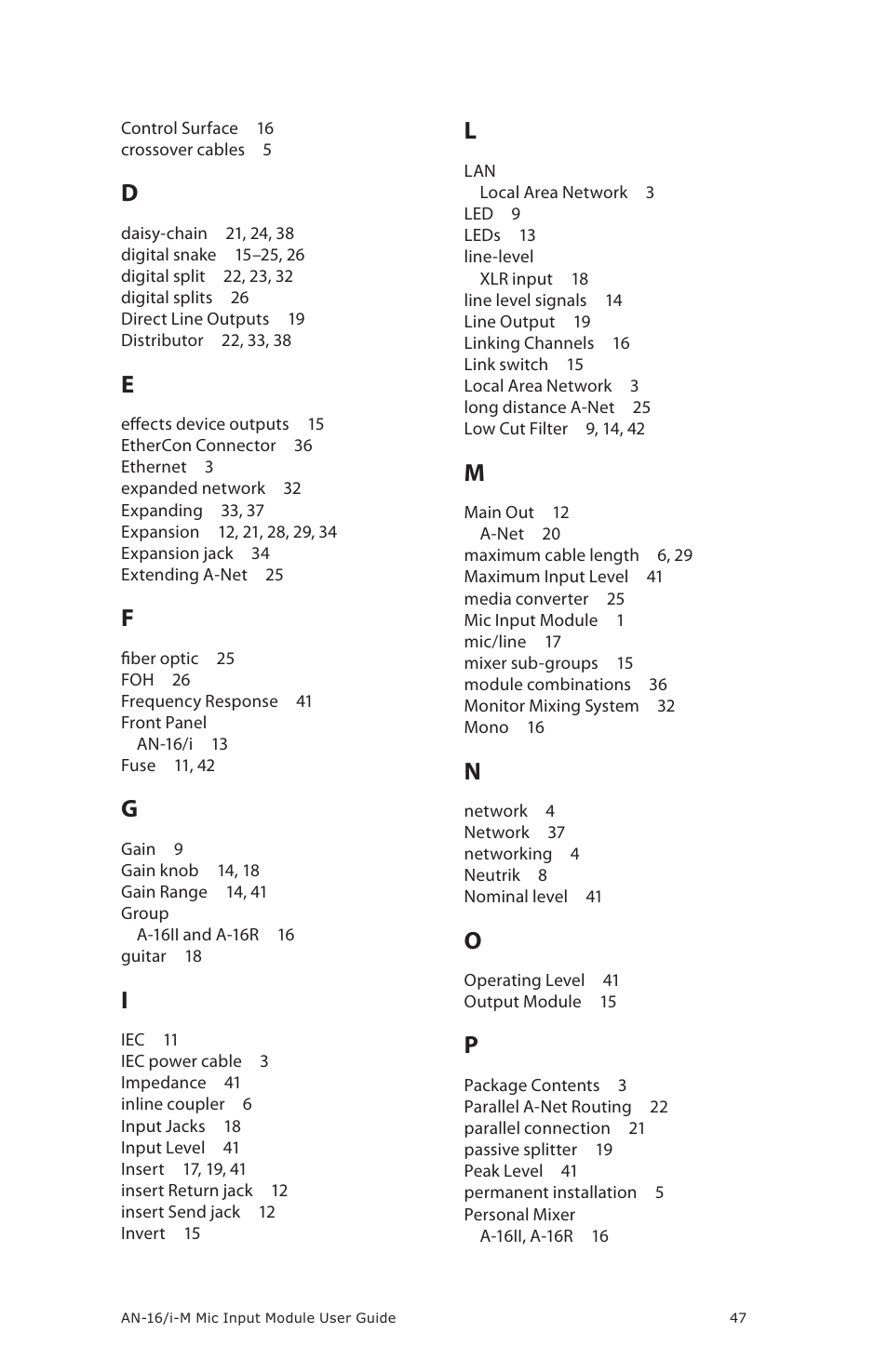 Aviom AN-16/i-M User Manual | Page 55 / 58