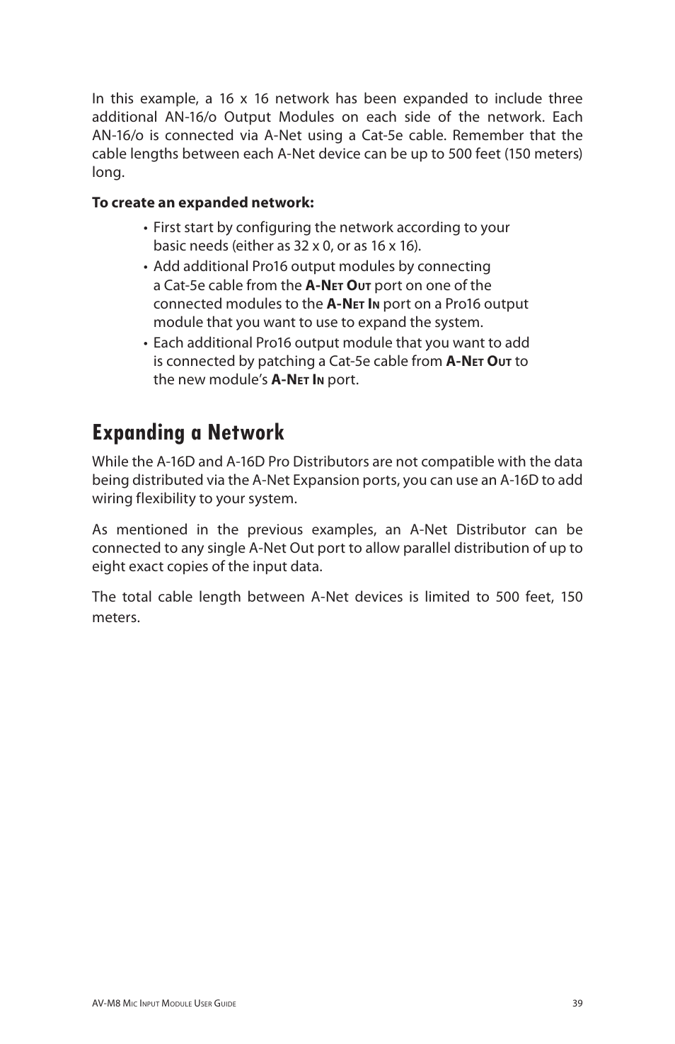 Expanding a network | Aviom AV-M8 User Manual | Page 47 / 57