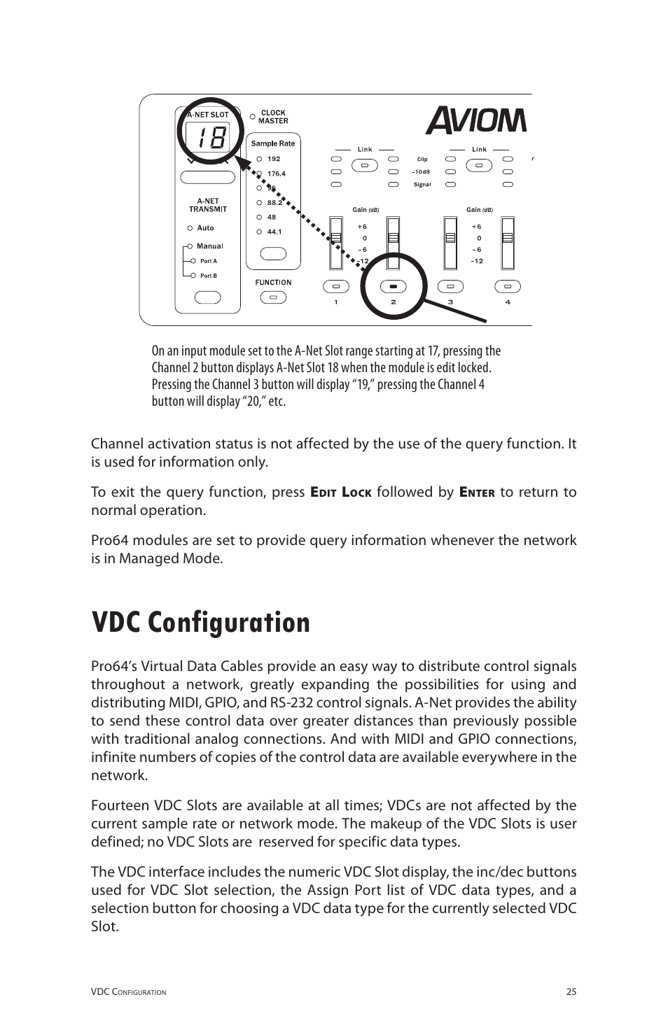 Vdc configuration | Aviom 6416i User Manual | Page 52 / 97
