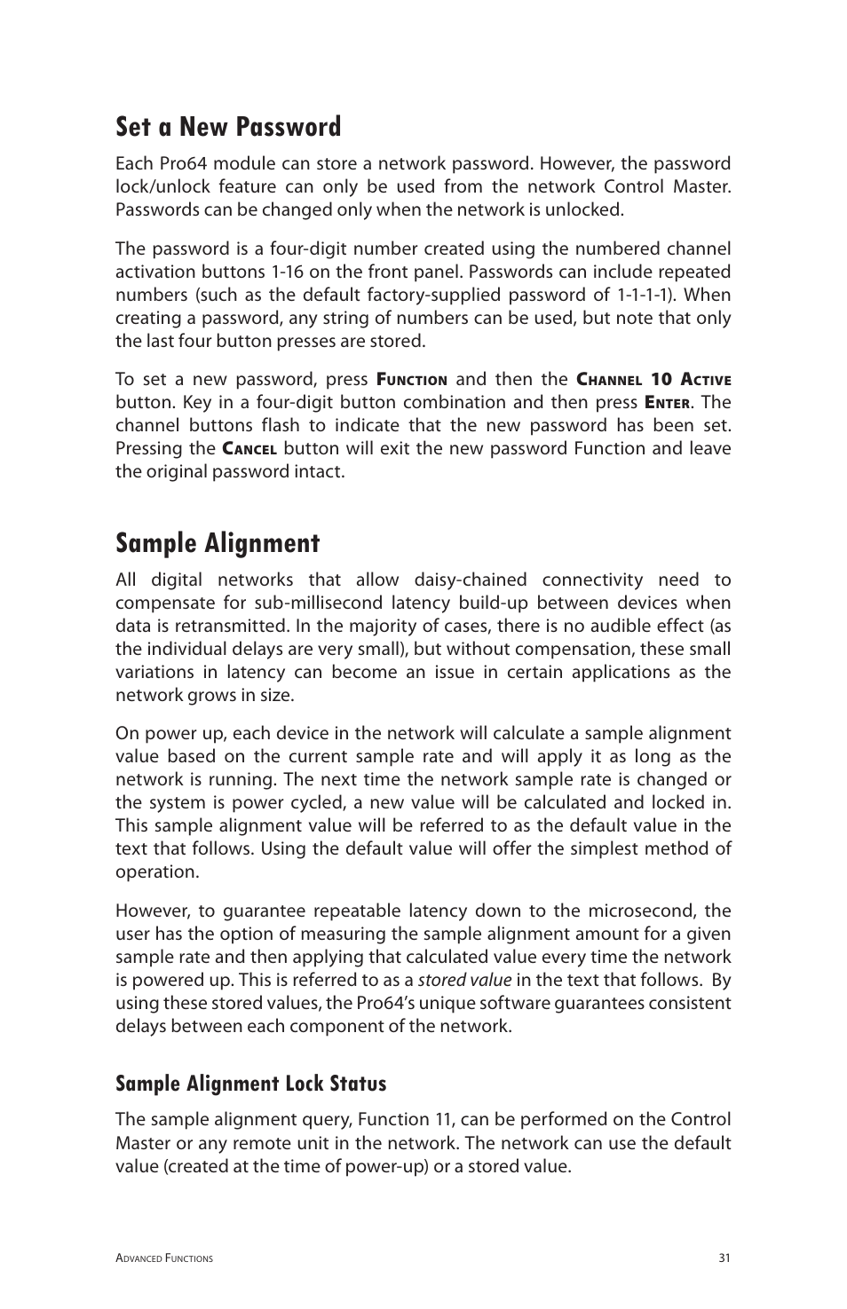 Set a new password sample alignment, Sample alignment lock status, Set a new password | Sample alignment | Aviom 6416i User Manual | Page 58 / 97