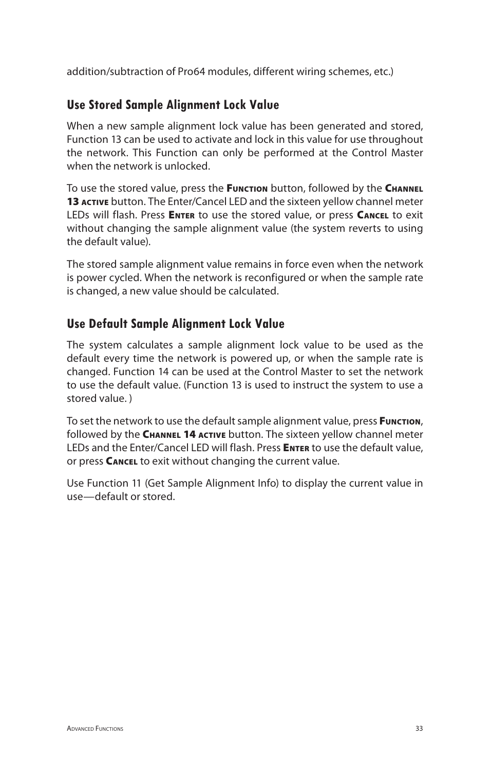 Use stored sample alignment lock value, Use default sample alignment lock value | Aviom 6416i User Manual | Page 60 / 97