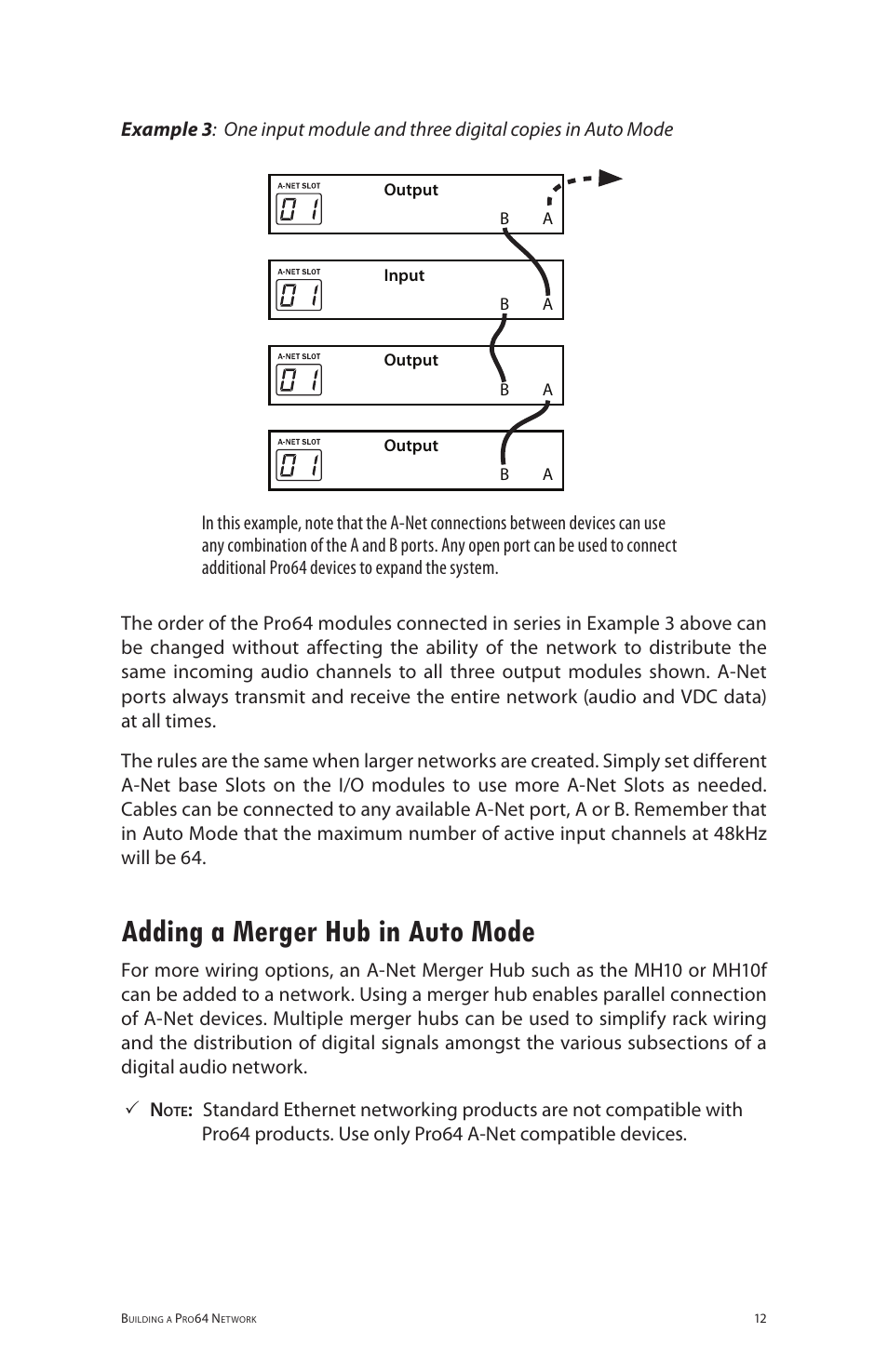 Adding a merger hub in auto mode | Aviom 6416i User Manual | Page 76 / 97