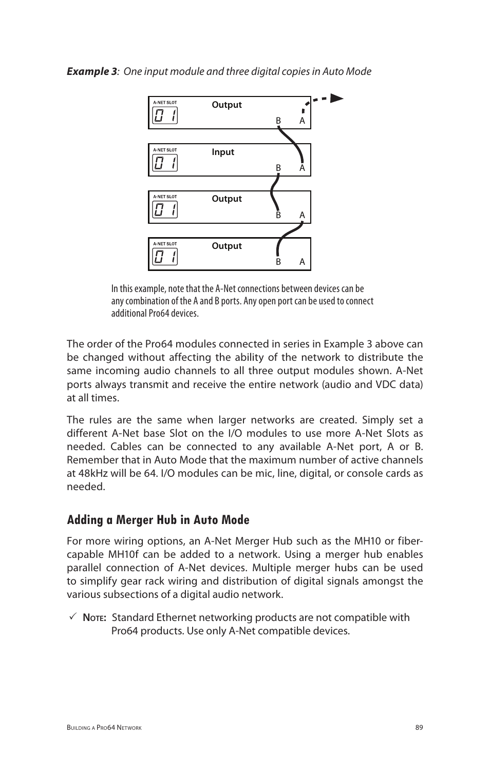 Adding a merger hub in auto mode | Aviom 6416m/RCI/MCS User Manual | Page 100 / 147