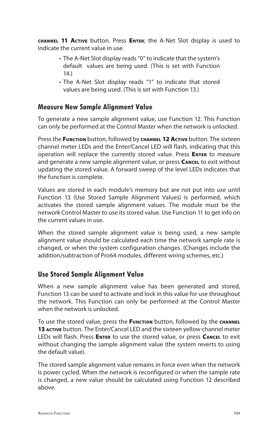 Measure new sample alignment value, Use stored sample alignment value | Aviom 6416m/RCI/MCS User Manual | Page 115 / 147