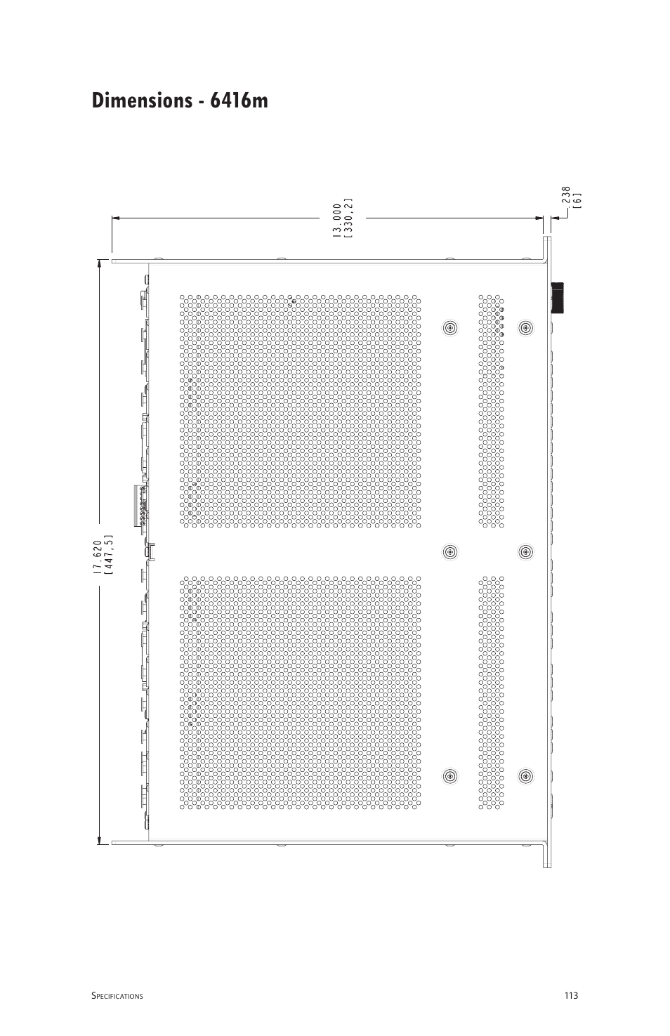 Dimensions - 6416m, Dimensions ‑ 6416m | Aviom 6416m/RCI/MCS User Manual | Page 124 / 147