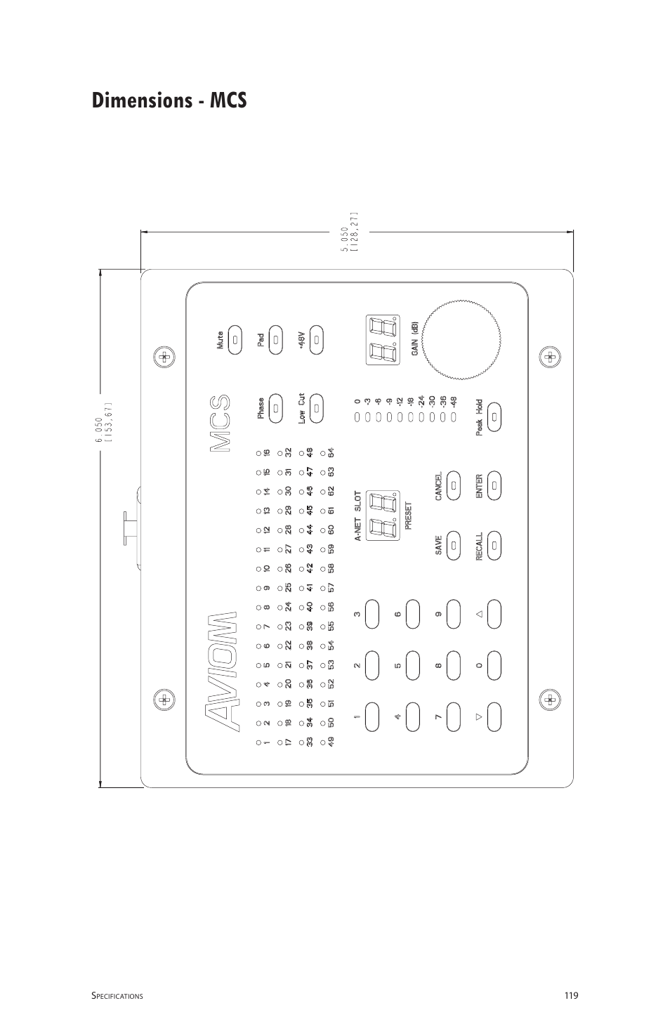 Dimensions - mcs, Dimensions ‑ mcs | Aviom 6416m/RCI/MCS User Manual | Page 130 / 147