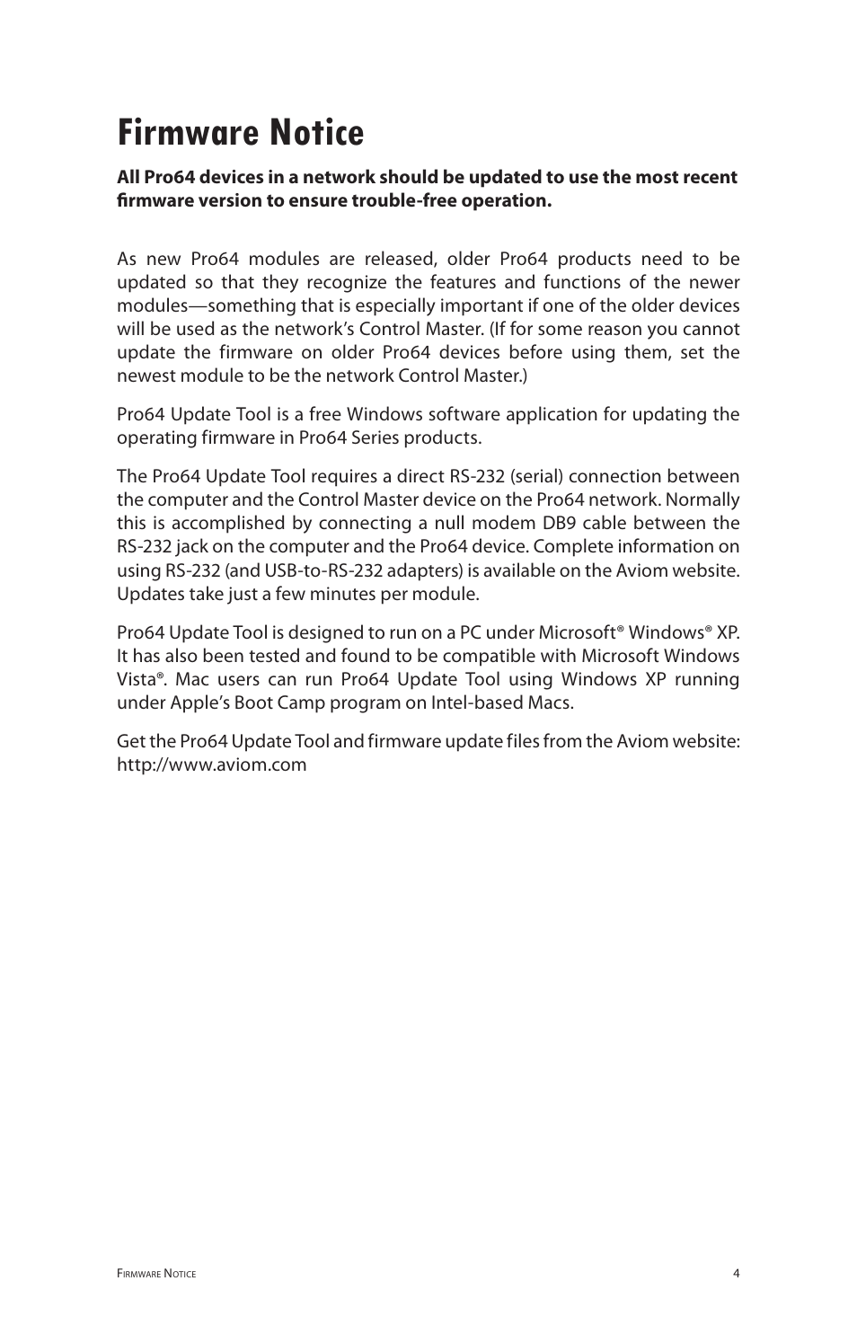 Firmware notice | Aviom 6416m/RCI/MCS User Manual | Page 19 / 147