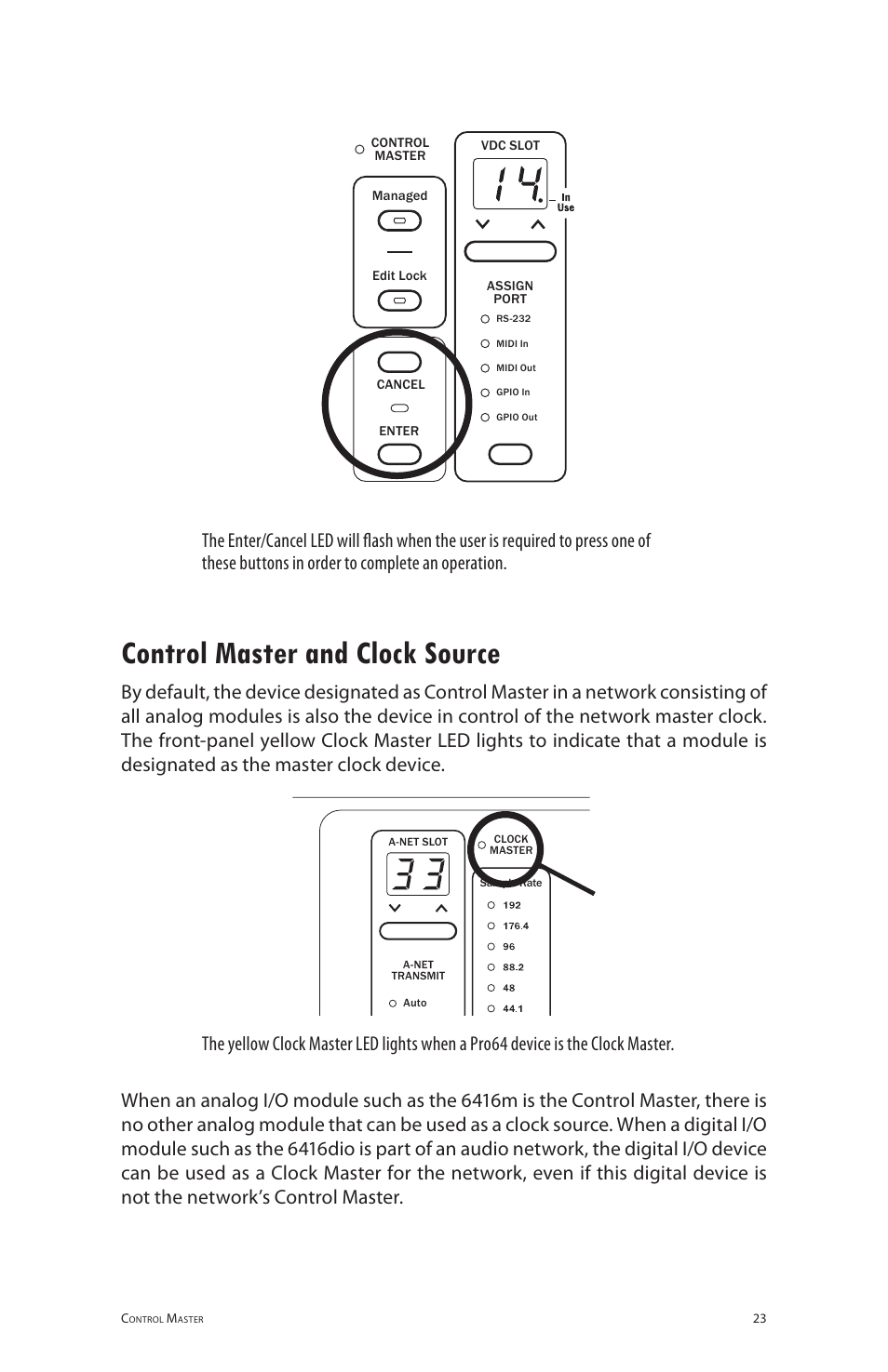 Control master and clock source | Aviom 6416m/RCI/MCS User Manual | Page 34 / 147