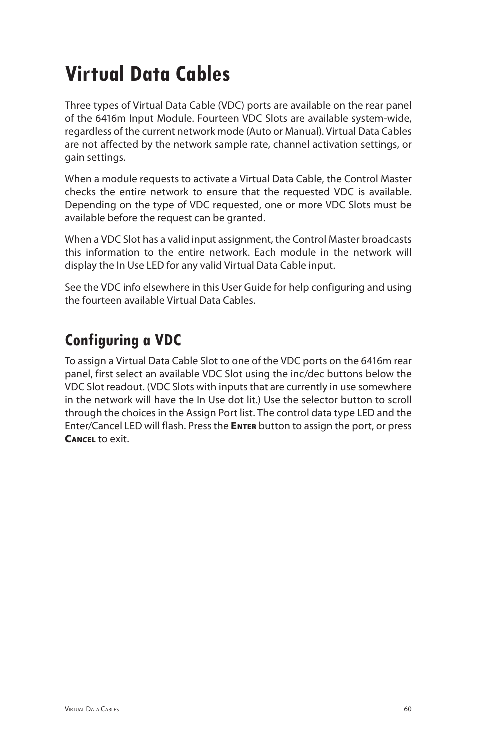 Virtual data cables, Configuring a vdc | Aviom 6416m/RCI/MCS User Manual | Page 71 / 147