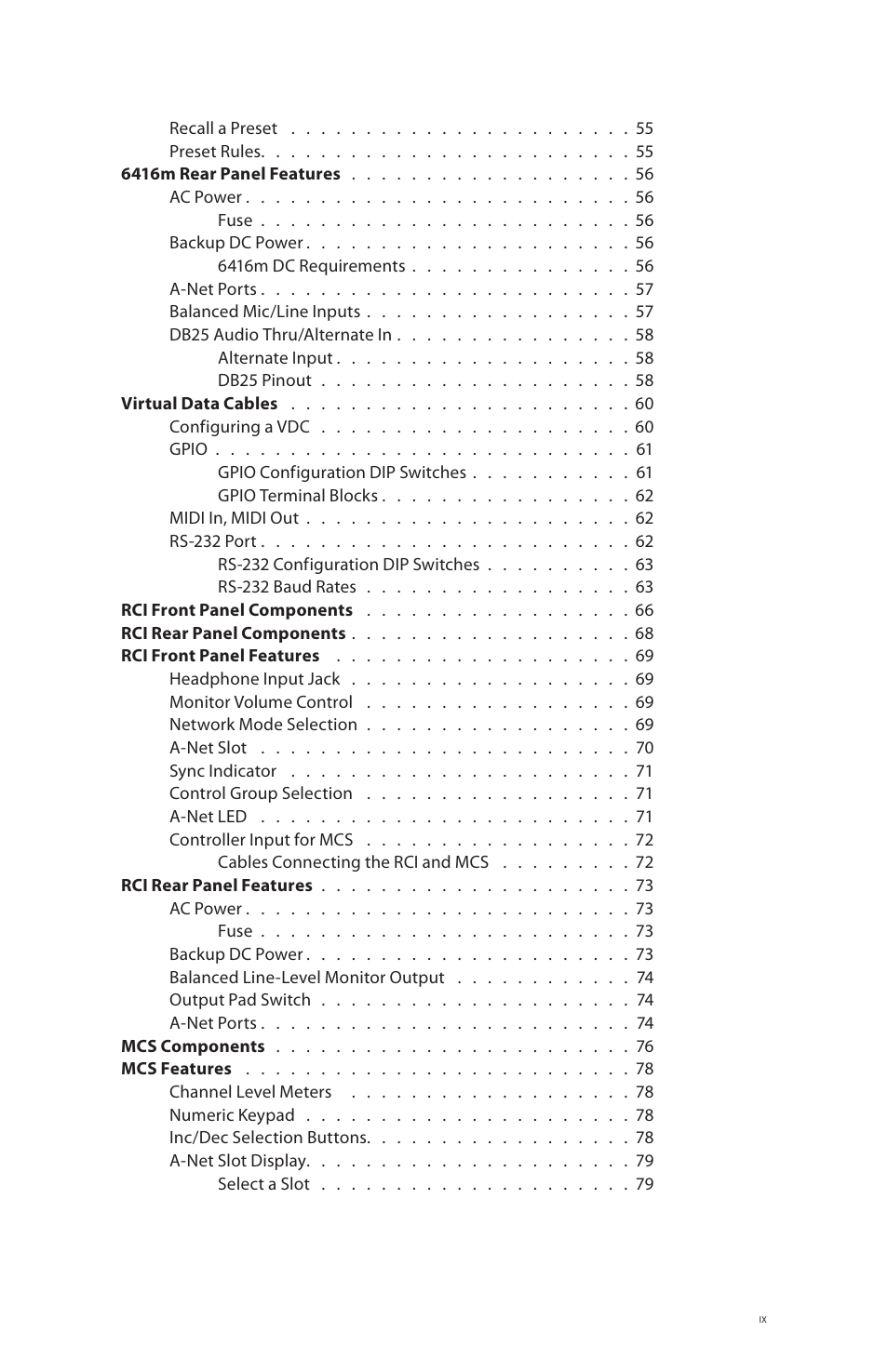 Aviom 6416m/RCI/MCS User Manual | Page 9 / 147