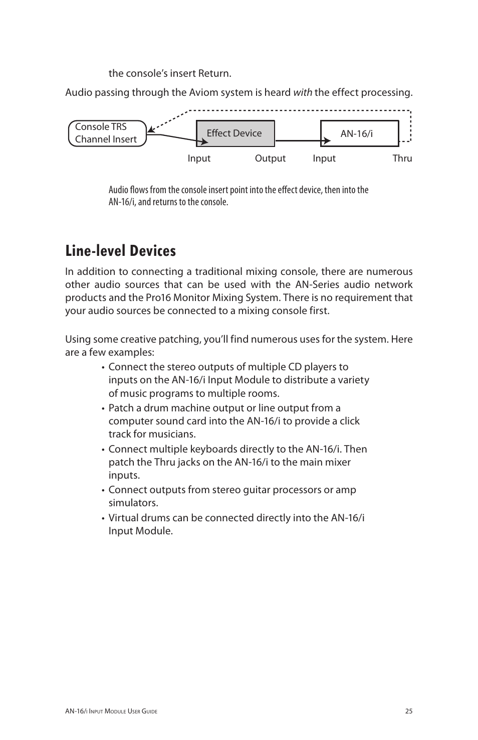 Line-level devices, Line‑level devices | Aviom AN-16/i User Manual | Page 33 / 55