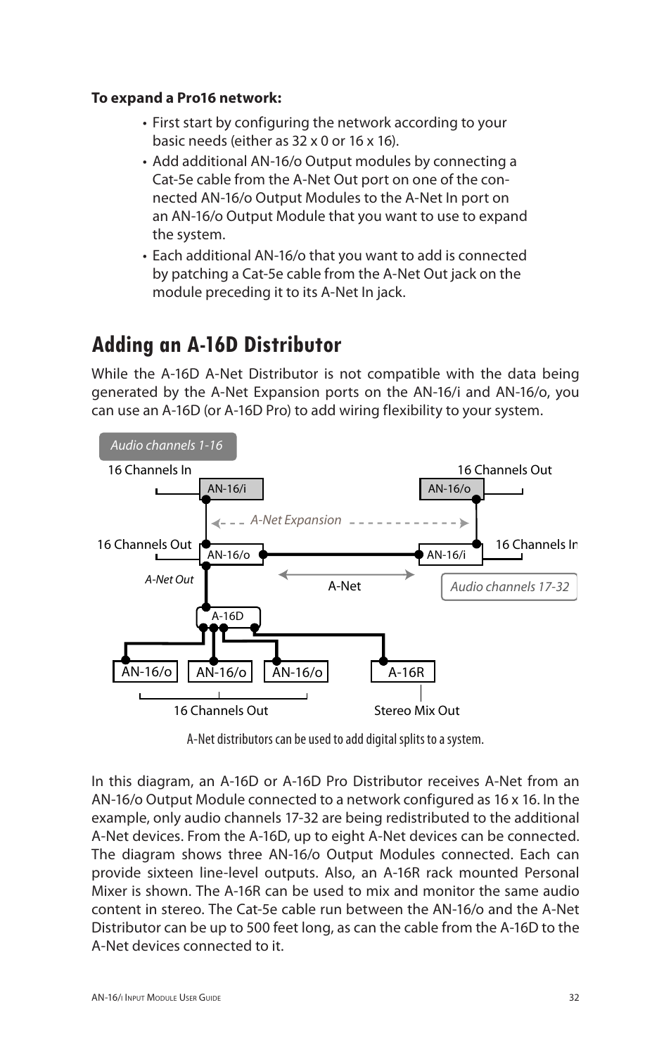 Adding an a-16d distributor, Adding an a‑16d distributor | Aviom AN-16/i User Manual | Page 40 / 55