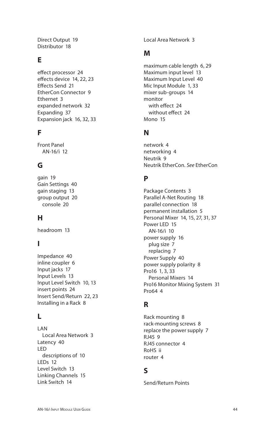 Aviom AN-16/i User Manual | Page 52 / 55