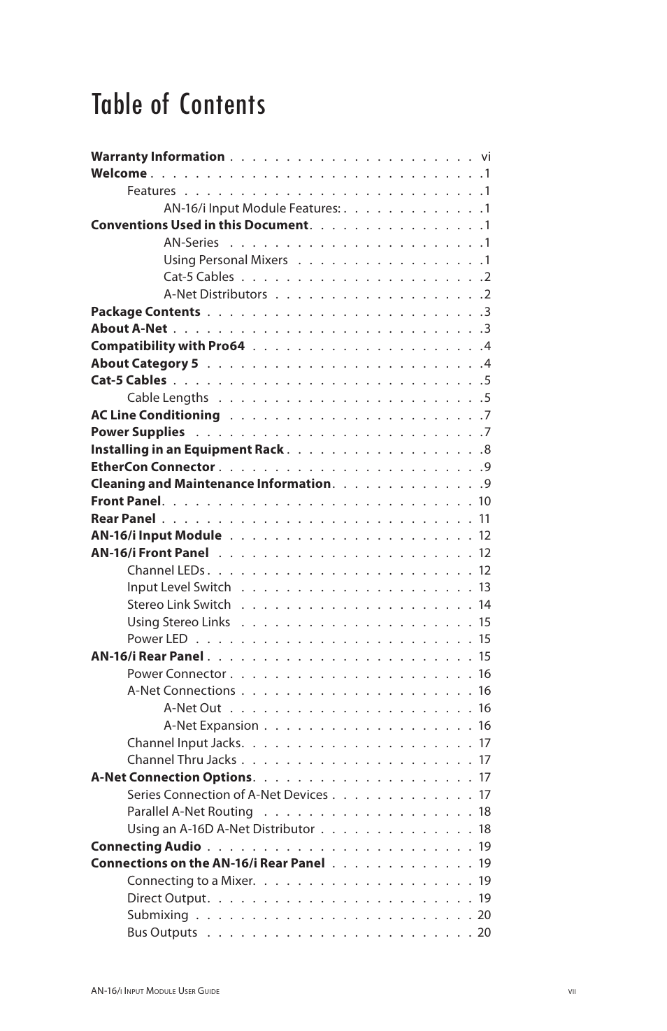 Aviom AN-16/i User Manual | Page 7 / 55