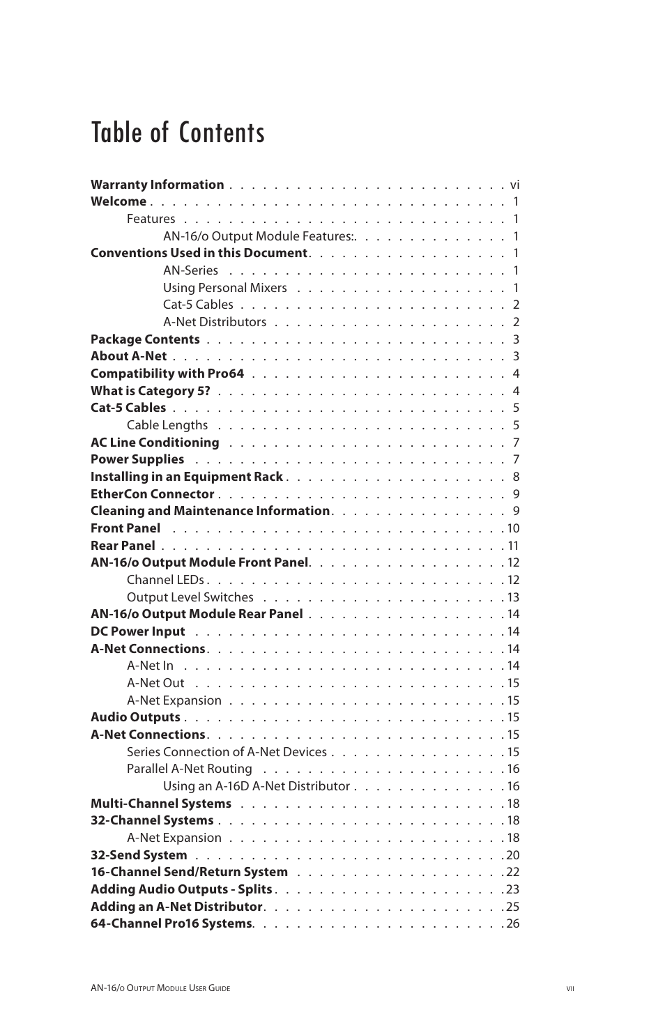 Aviom AN-16/o User Manual | Page 7 / 52