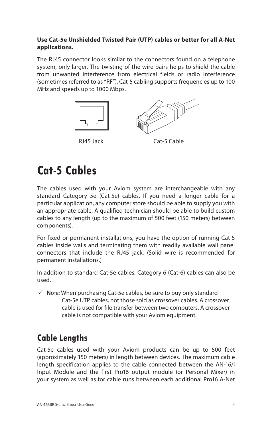 Cat-5 cables, Cable lengths | Aviom AN-16SBR User Manual | Page 11 / 24