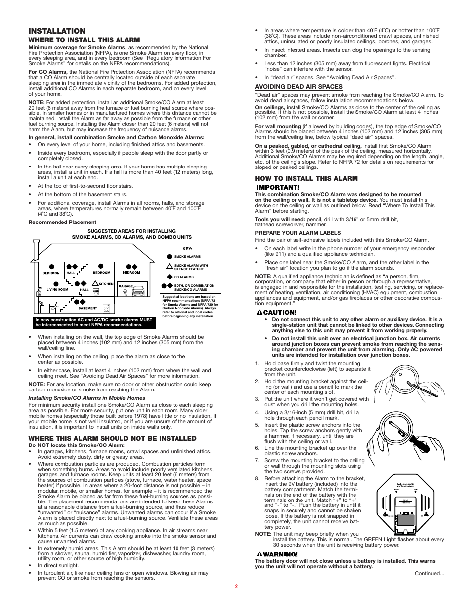 Installation | BRK electronic SC01NM08 User Manual | Page 2 / 7