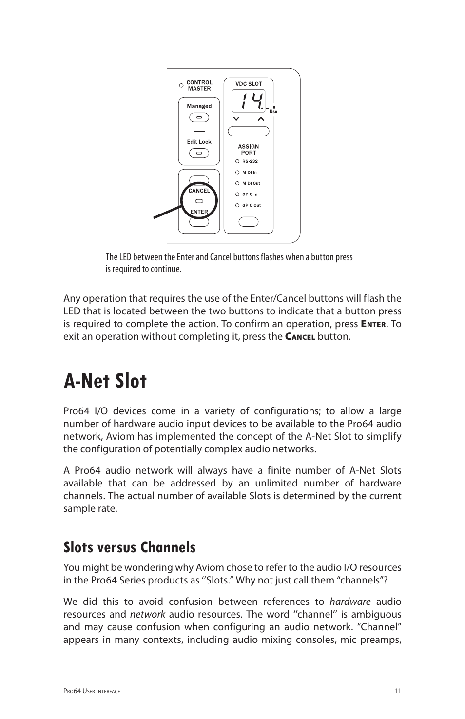 A-net slot, Slots versus channels | Aviom 6416o User Manual | Page 20 / 96
