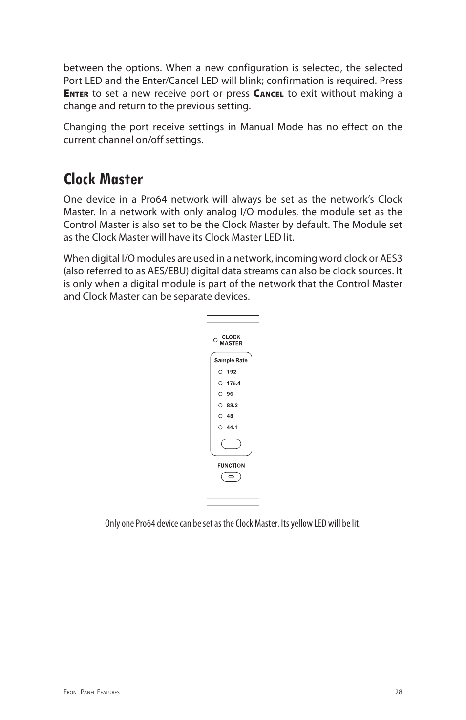 Clock master | Aviom 6416o User Manual | Page 37 / 96