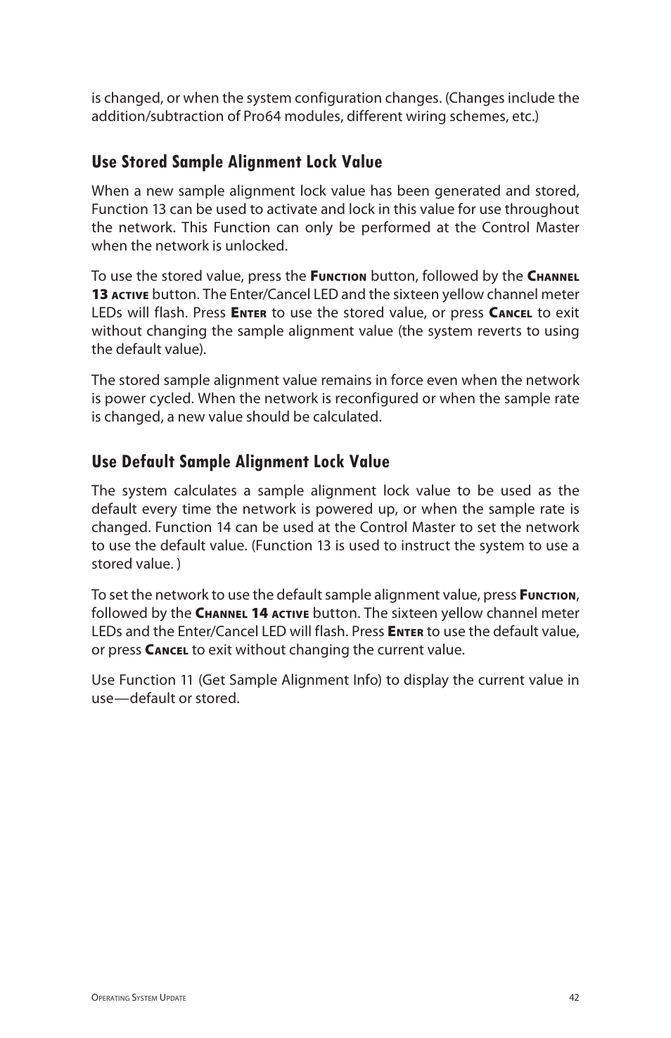 Use stored sample alignment lock value, Use default sample alignment lock value | Aviom 6416o User Manual | Page 51 / 96