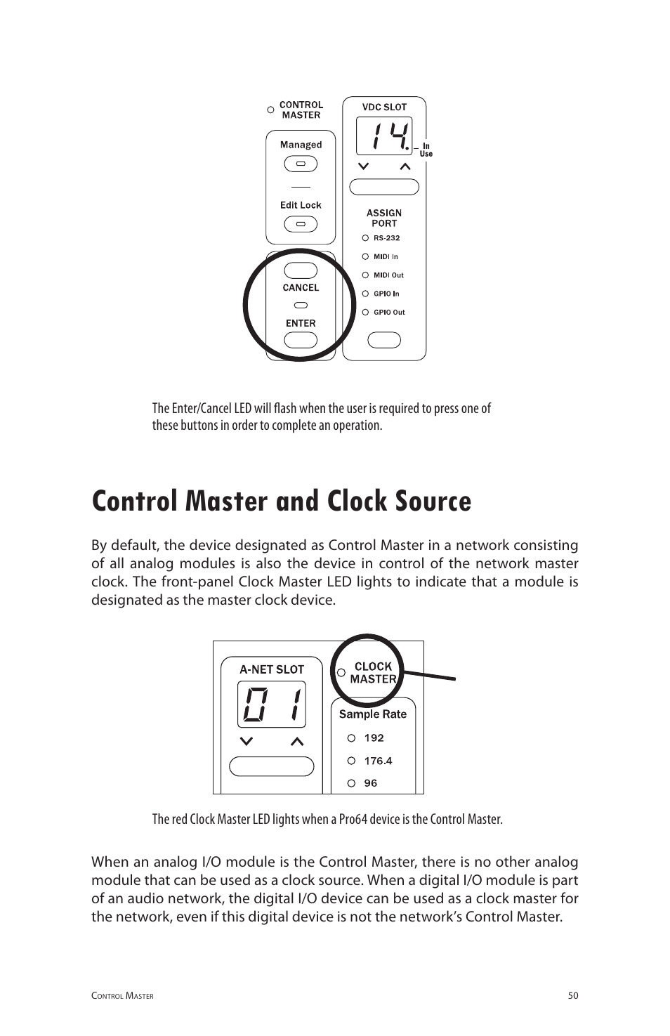 Control master and clock source | Aviom 6416o User Manual | Page 59 / 96