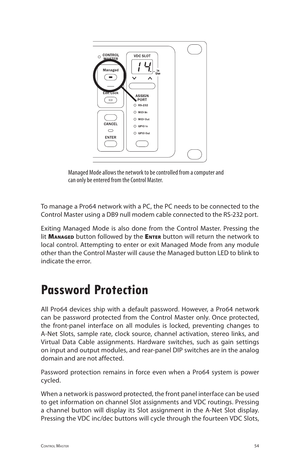 Password protection | Aviom 6416o User Manual | Page 63 / 96