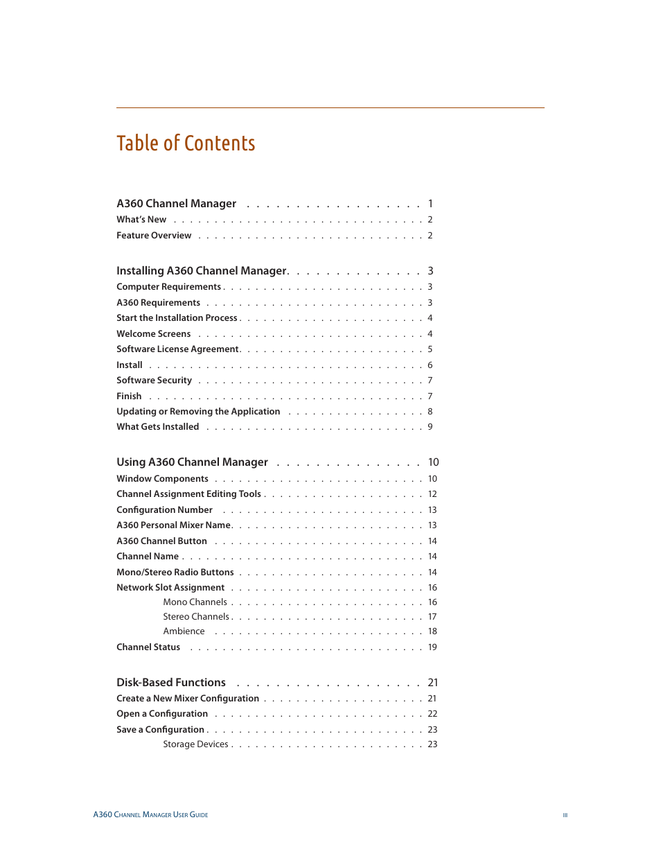Aviom A360 Channel Manager User Manual | Page 3 / 46
