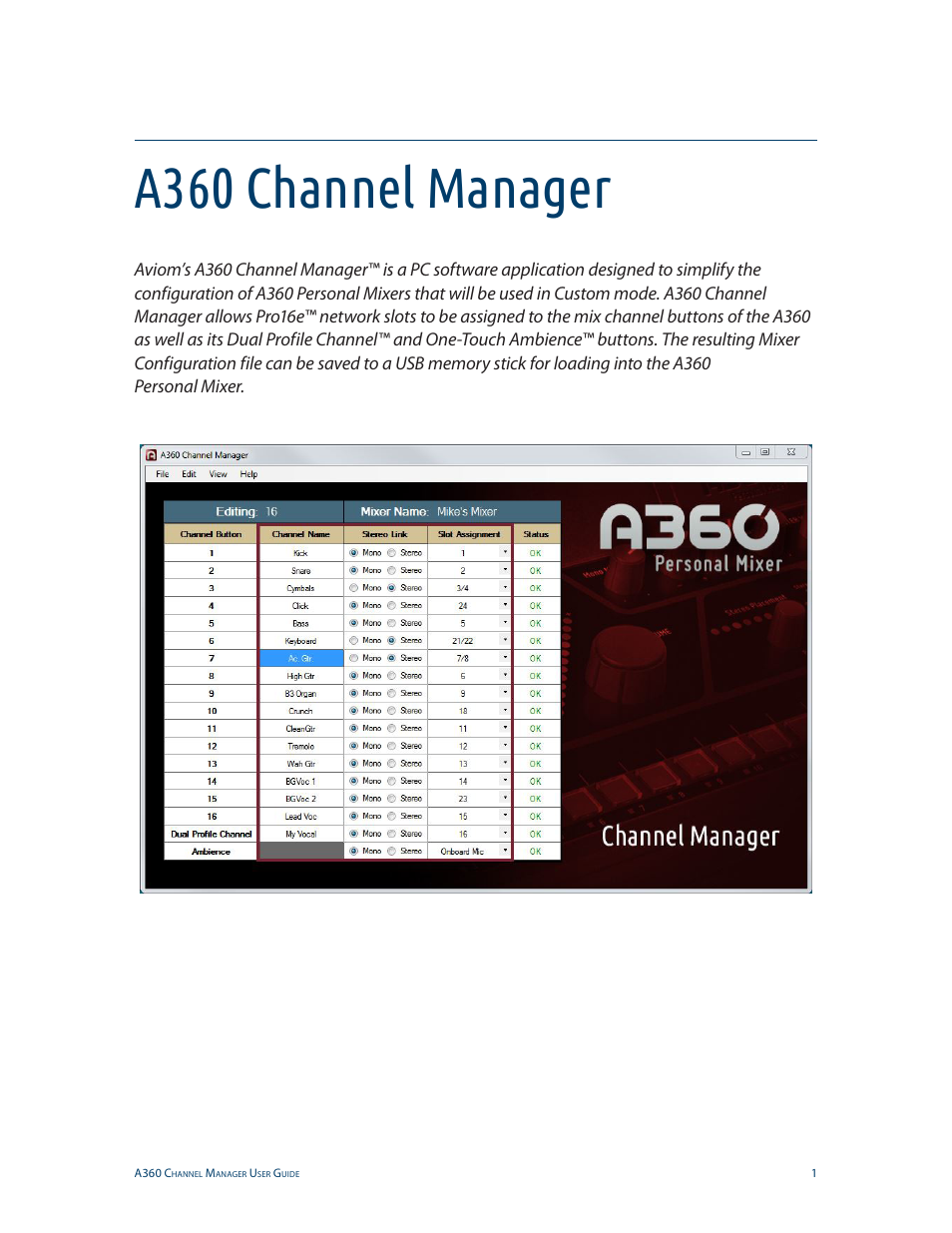 A360 channel manager | Aviom A360 Channel Manager User Manual | Page 5 / 46