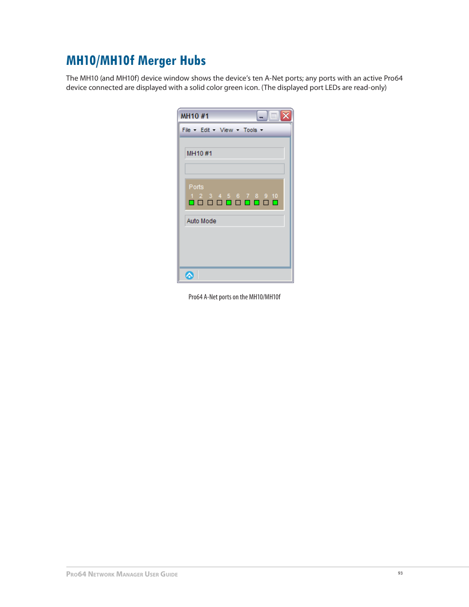 Mh10/mh10f merger hubs, Mh10/mh10f merger hubs 93 | Aviom Pro64 Network Manager User Manual | Page 102 / 160