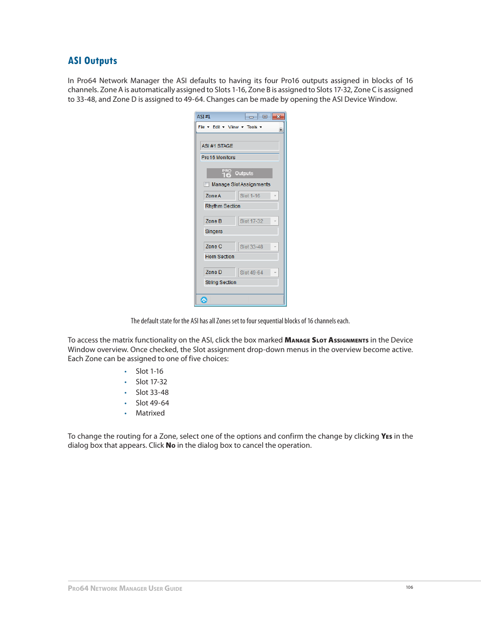 Asi outputs | Aviom Pro64 Network Manager User Manual | Page 115 / 160