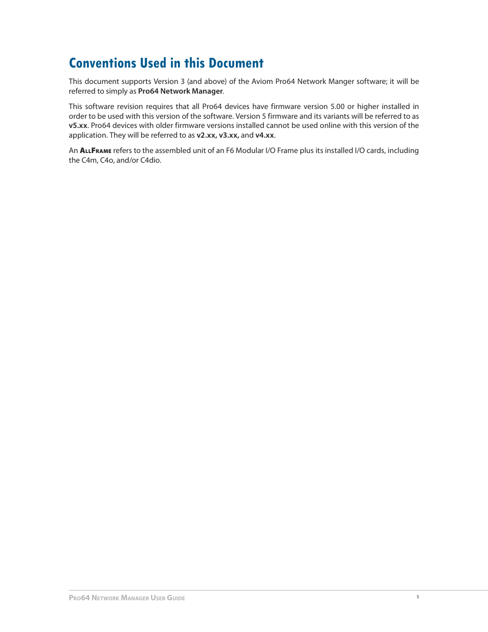 Conventions used in this document, Conventions used in this document 5 | Aviom Pro64 Network Manager User Manual | Page 14 / 160