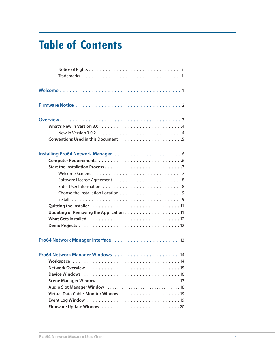 Aviom Pro64 Network Manager User Manual | Page 3 / 160