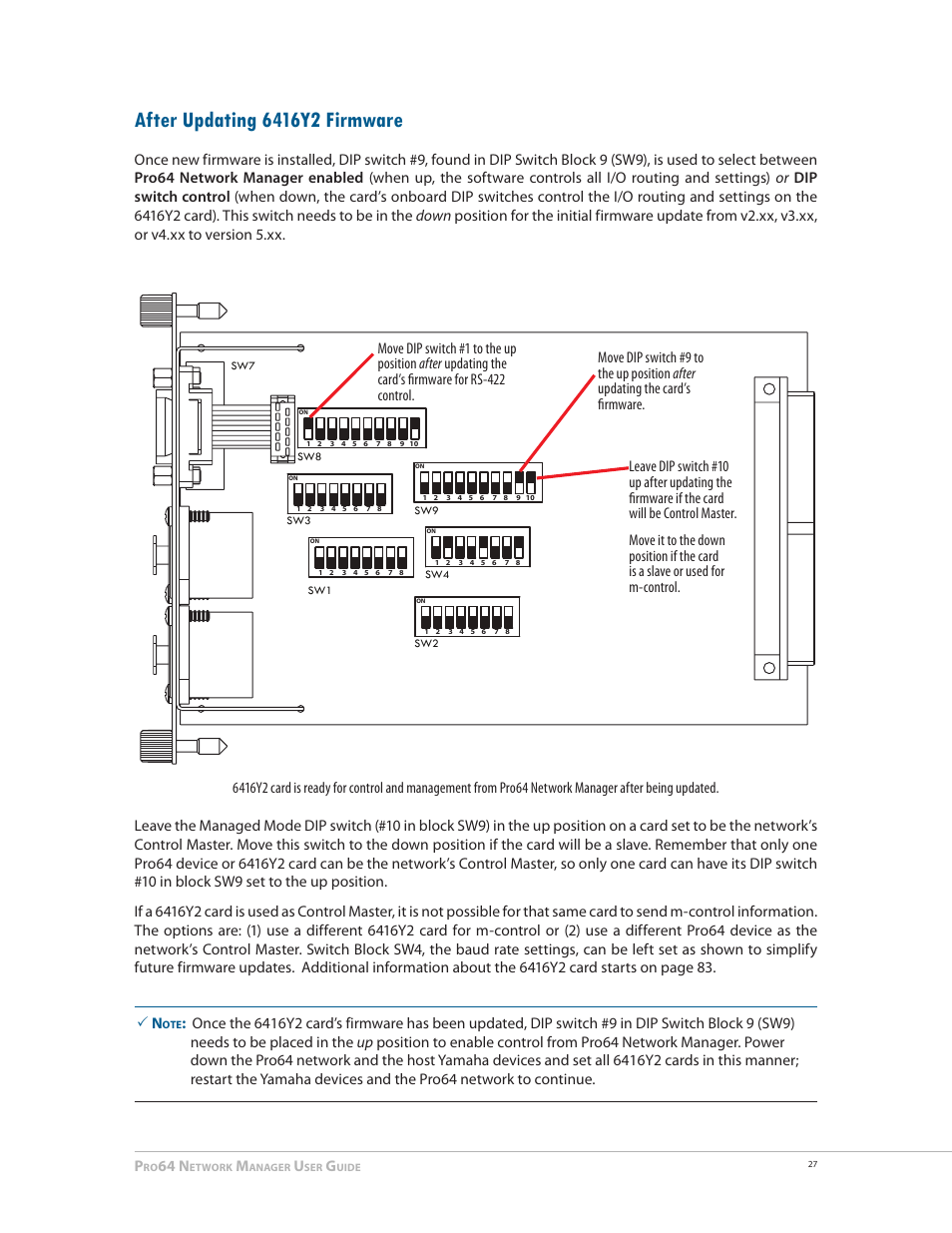 After updating 6416y2 firmware | Aviom Pro64 Network Manager User Manual | Page 36 / 160
