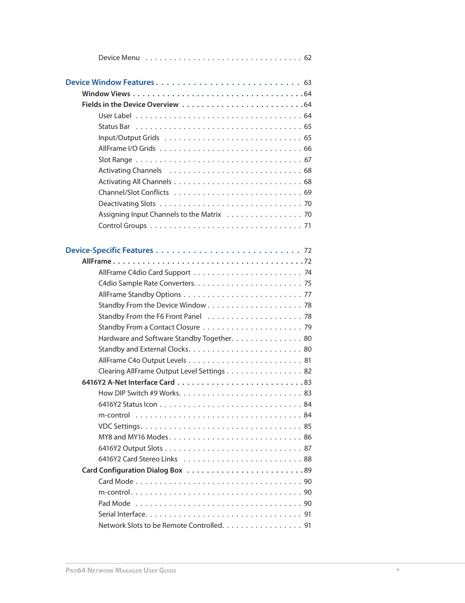 Aviom Pro64 Network Manager User Manual | Page 6 / 160