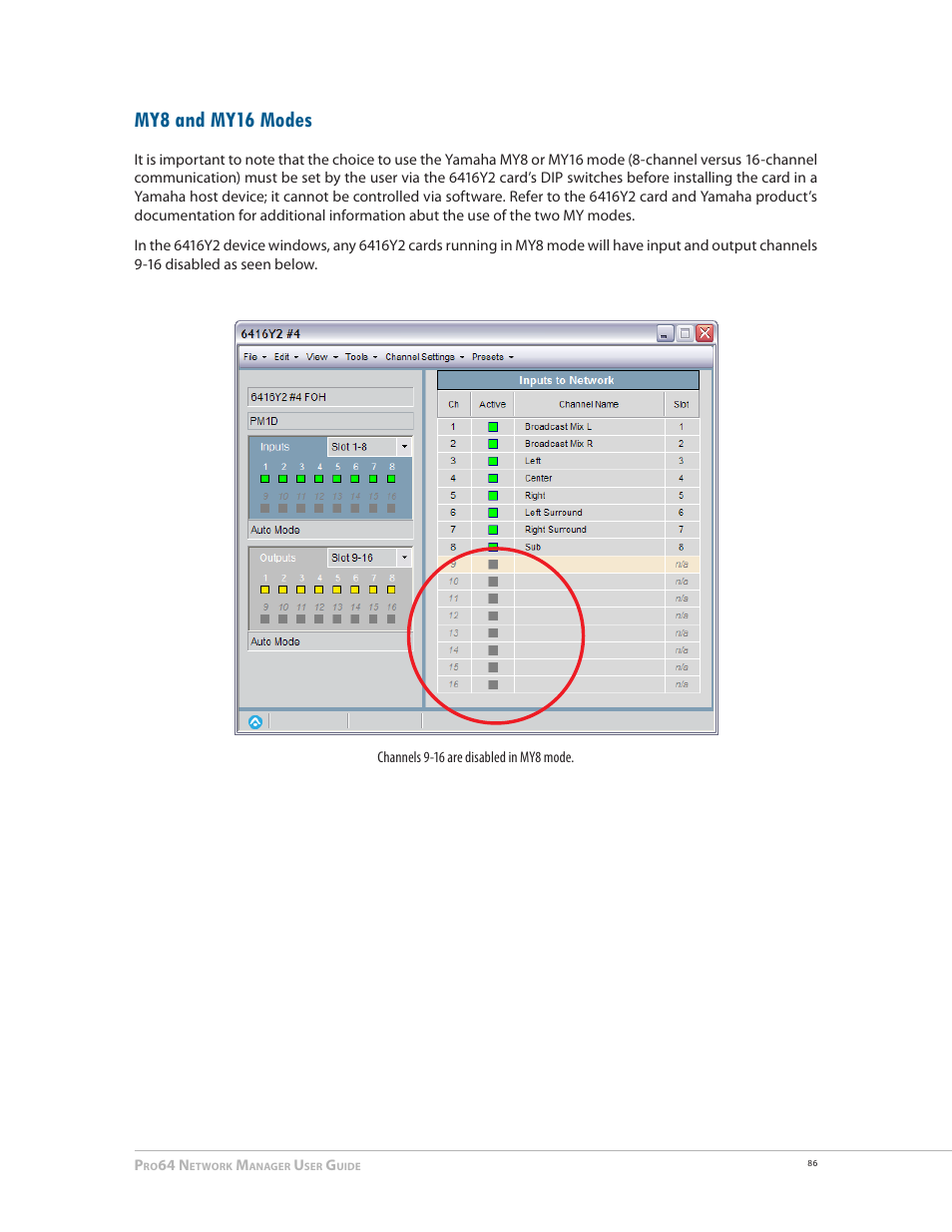 My8 and my16 modes | Aviom Pro64 Network Manager User Manual | Page 95 / 160