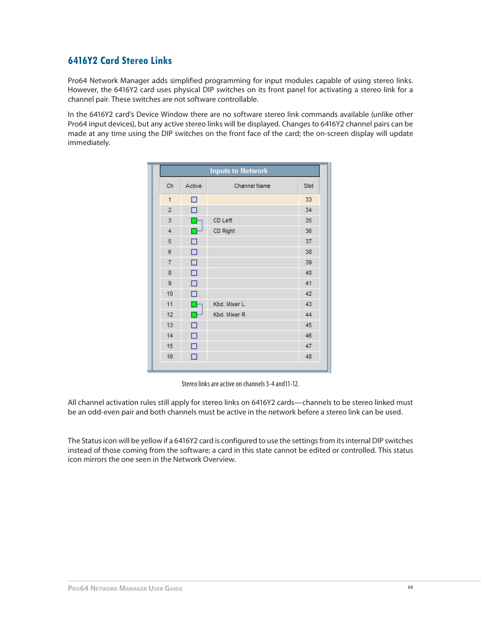 6416y2 card stereo links | Aviom Pro64 Network Manager User Manual | Page 97 / 160