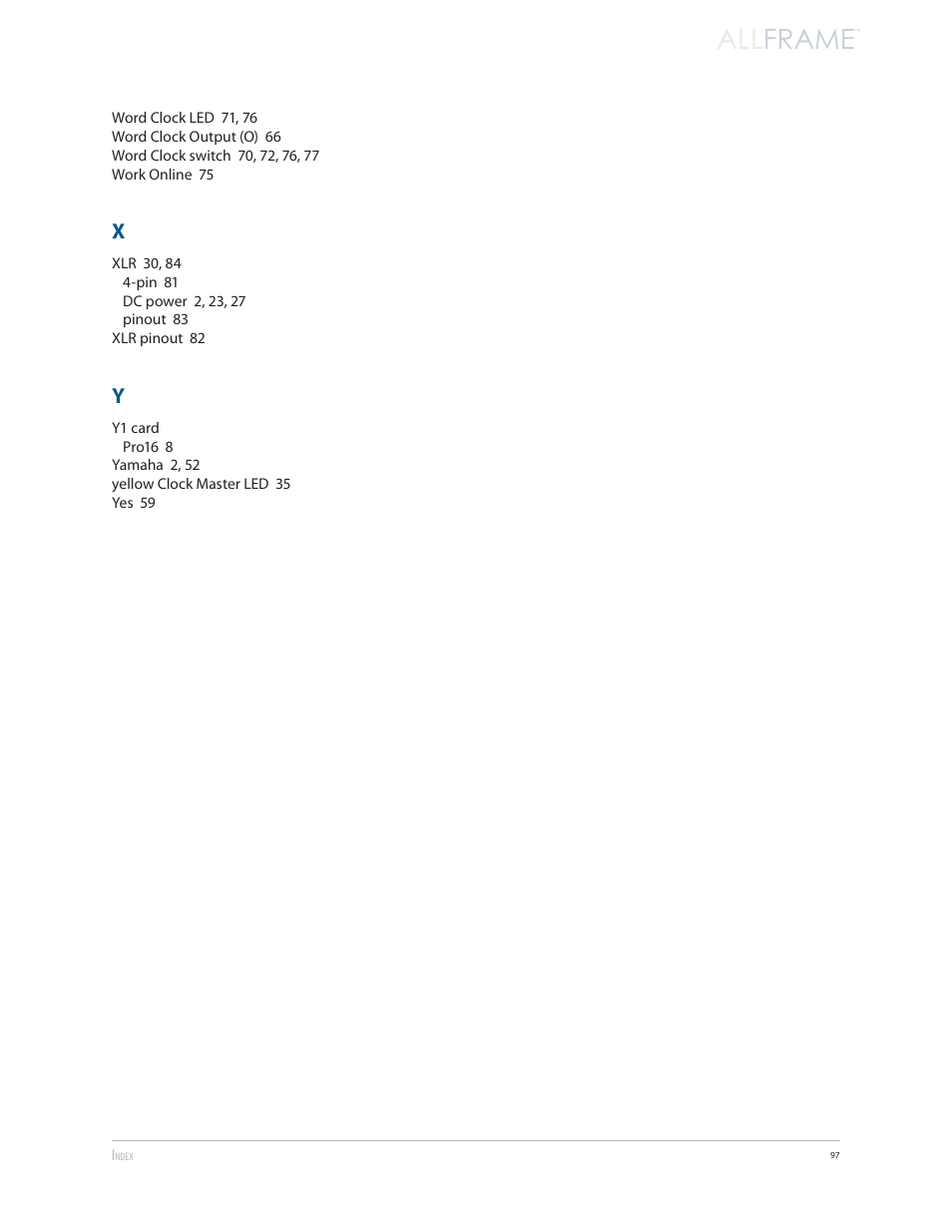 All frame | Aviom AllFrame User Manual | Page 109 / 111