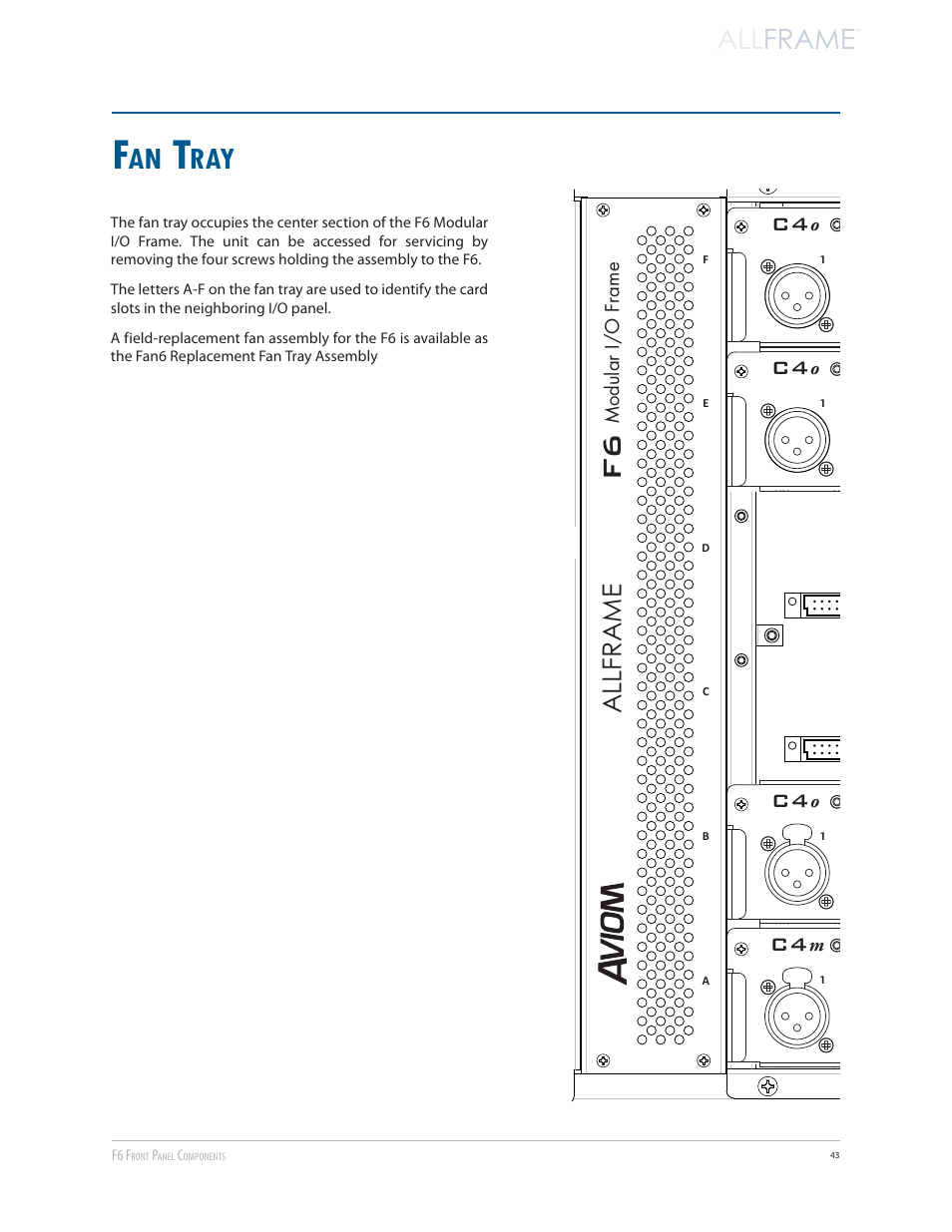 Fan tray, All frame, Allframe | Aviom AllFrame User Manual | Page 55 / 111