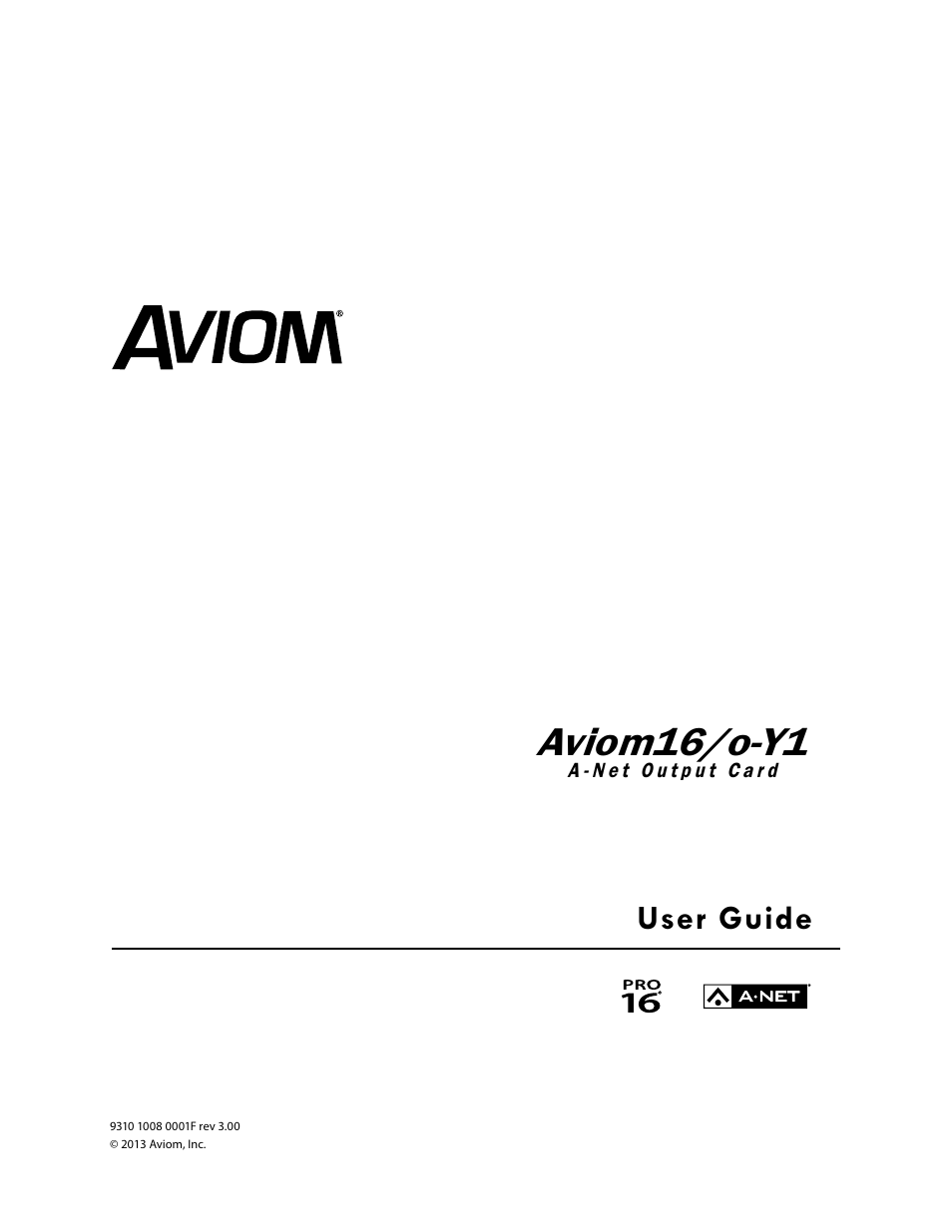 Aviom Aviom16/o-Y1 User Manual | 29 pages