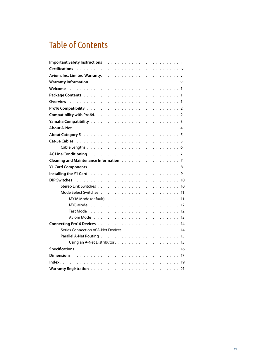 Aviom Aviom16/o-Y1 User Manual | Page 7 / 29