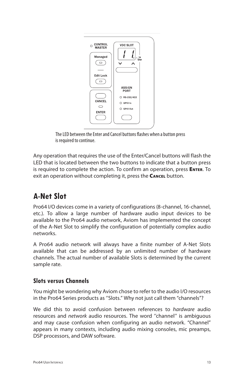 A-net slot, Slots versus channels, A‑net slot | Aviom 6416dio User Manual | Page 23 / 113