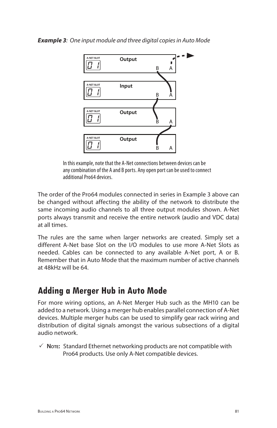 Adding a merger hub in auto mode | Aviom 6416dio User Manual | Page 91 / 113