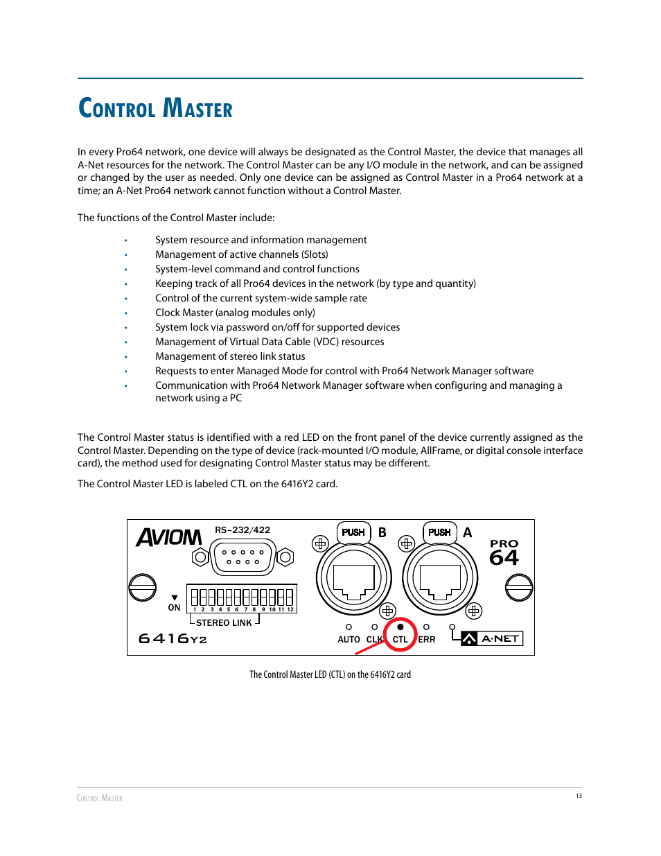 Ontrol, Aster | Aviom 6416Y2 User Manual | Page 23 / 92